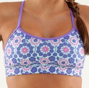 Lululemon Flow Y Bra Twiggy Printed Power Purple size 8